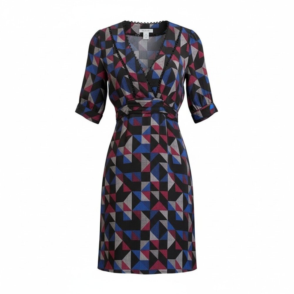 Vertigo Paris Silk Geometric Dress Lorelai Vibes M Artsy